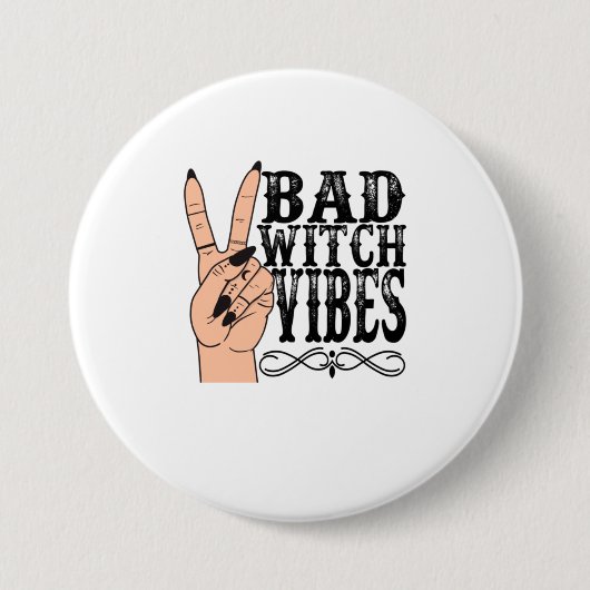 Hexenkapparel Bad Witch Vibes Hexe Hand Hal Button (Vorderseite)
