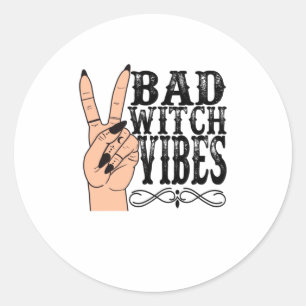 Hexenkapparel Bad Witch Vibes Hexe Hand Hal Runder Aufkleber