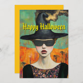 Hexenkarte Halloween Feiertagskarte (Vorne/Hinten)