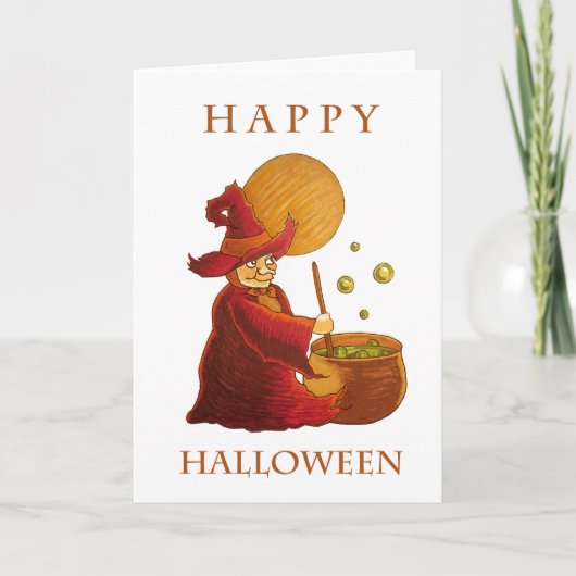 Hexenkarte und Cauldron-Grußkarte Karte (Vorderseite)