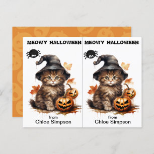 Hexenkätzchen Cat School Party Halloween Card Postkarte