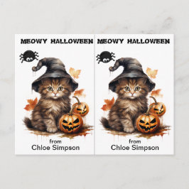 Hexenkätzchen Cat School Party Halloween Card Postkarte