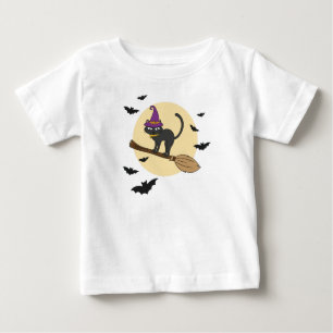 Hexenkatze auf Besen-Jugend-T-Shirt, Halloween Sch Baby T-shirt