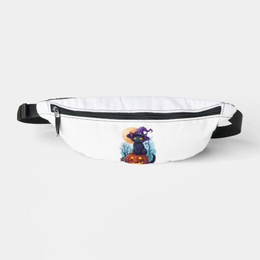 Hexenkatze auf einem Kürbis Bauchtasche (Vorderseite)