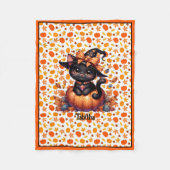 Hexenkatze Babyname Niedliche Halloween-Grenze B h Fleecedecke (Vorderseite)