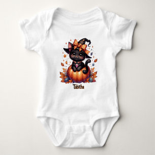 Hexenkatze, Babyname Niedliches Halloween hinzufüg Baby Strampler