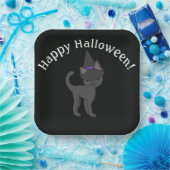 Hexenkatze Frohes Halloween Pappteller (Party)