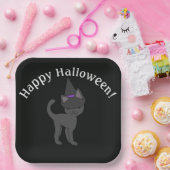 Hexenkatze Frohes Halloween Pappteller (Party)