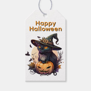 Hexenkatze für glückliches Halloween Geschenkanhänger