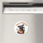 Hexenkatze für glückliches Halloween Magnet (In Situ (Geschirrspüler))