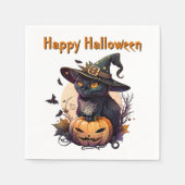 Hexenkatze für glückliches Halloween Serviette (Vorderseite)