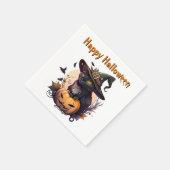 Hexenkatze für glückliches Halloween Serviette (Ecke)