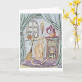 Hexenkatze-Grußkarte Karte (Gelbe Blume)