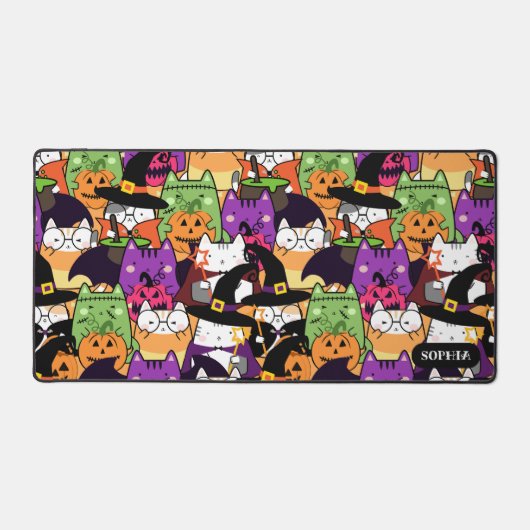 Hexenkatze Halloween Bumbkin Funny Cat Schreibtischunterlage (Vorderseite)