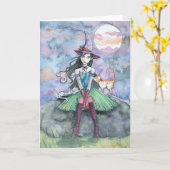 Hexenkatze Halloween Card von Molly Harrison Karte (Gelbe Blume)