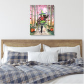 Hexenkatze Halloween Galerie Wrapped Canvas Print Leinwanddruck (Insitu (Schlafzimmer))
