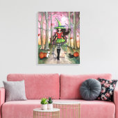 Hexenkatze Halloween Galerie Wrapped Canvas Print Leinwanddruck (Insitu (Wohnzimmer))