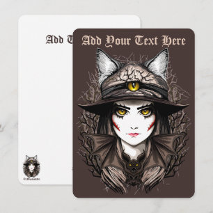 Hexenkatze Halloween Gruselig Süßes Porträt Feiertagskarte