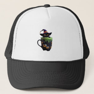 Hexenkatze Halloween-Kaffeetasse  Süße schwarze Ka Truckerkappe