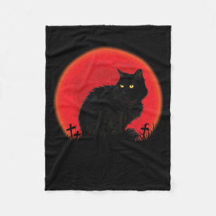 Hexenkatze Halloween-Kostüm Blutmond schwarze Katz Fleecedecke