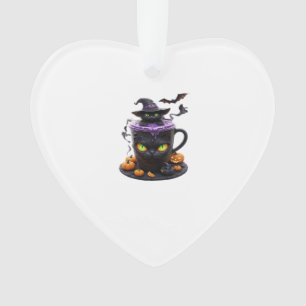 Hexenkatze Halloween-Latte  Gruseliger süßer Kaffe Ornament