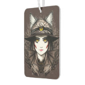 Hexenkatze Halloween Niedliches Portrait Autolufterfrischer (Links)