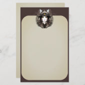 Hexenkatze Halloween Niedliches Portrait Briefpapier (Vorne/Hinten)