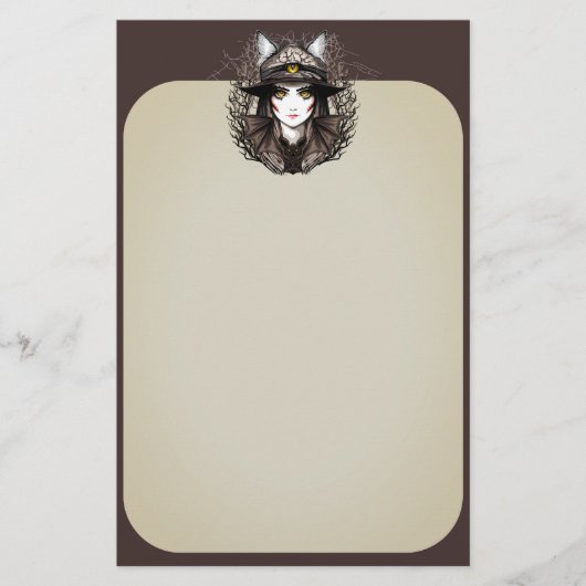 Hexenkatze Halloween Niedliches Portrait Briefpapier (Vorderseite)