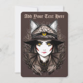 Hexenkatze Halloween Niedliches Portrait Feiertagskarte (Vorderseite)