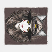 Hexenkatze Halloween Niedliches Portrait Fleecedecke (Vorderseite (Horizontal))