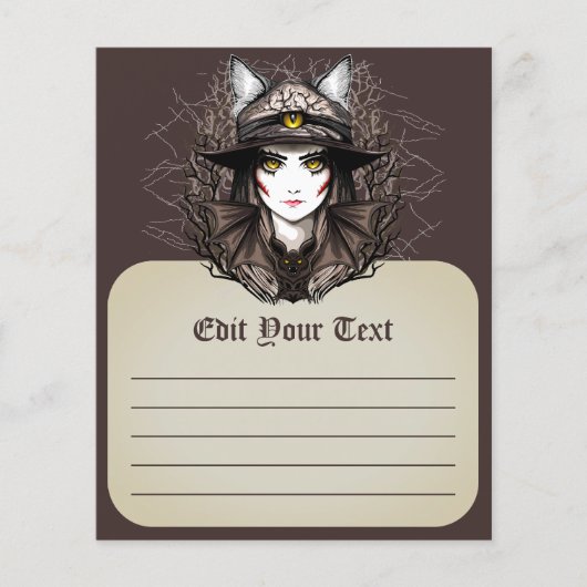 Hexenkatze Halloween Niedliches Portrait Flyer (Vorne)