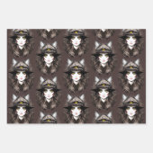 Hexenkatze Halloween Niedliches Portrait Geschenkpapier Set (Vorderseite 2)