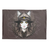 Hexenkatze Halloween Niedliches Portrait Kissenbezug (Rückseite)