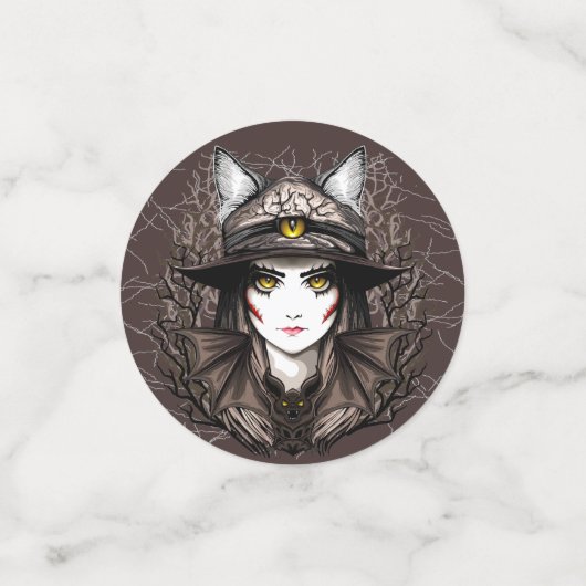 Hexenkatze Halloween Niedliches Portrait Konfetti (Klein Vorderseite)