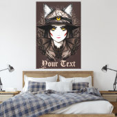 Hexenkatze Halloween Niedliches Portrait Leinwanddruck (Insitu (Schlafzimmer))