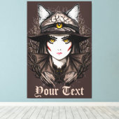 Hexenkatze Halloween Niedliches Portrait Leinwanddruck (Insitu (Holzboden))