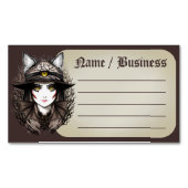 Hexenkatze Halloween Niedliches Portrait Magnetische Visitenkarte (Vorderseite)