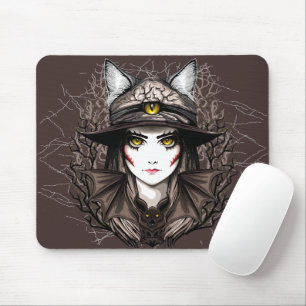 Hexenkatze Halloween Niedliches Portrait Mousepad