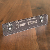 Hexenkatze Halloween Niedliches Portrait Namensplakette (Seite)