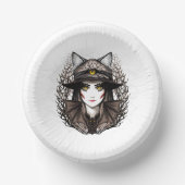 Hexenkatze Halloween Niedliches Portrait Pappteller (Vorderseite)