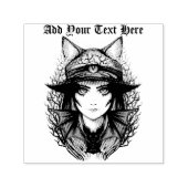 Hexenkatze Halloween Niedliches Portrait Permastempel (Design)