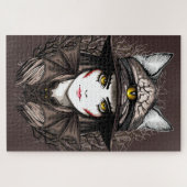 Hexenkatze Halloween Niedliches Portrait Puzzle (Horizontal)
