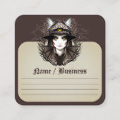 Hexenkatze Halloween Niedliches Portrait Quadratische Visitenkarte (Vorderseite)