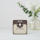 Hexenkatze Halloween Niedliches Portrait Quadratische Visitenkarte (Stehend Vorderseite)