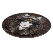Hexenkatze Halloween Niedliches Portrait Schneidebrett (Ecke)
