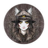 Hexenkatze Halloween Niedliches Portrait Schneidebrett (Vorderseite)