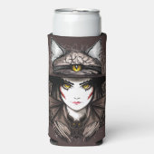 Hexenkatze Halloween Niedliches Portrait Selters Dosenkühler (Seltzer Vorderseite)