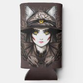 Hexenkatze Halloween Niedliches Portrait Selters Dosenkühler (Rückseite)