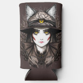 Hexenkatze Halloween Niedliches Portrait Selters Dosenkühler (Vorderseite)