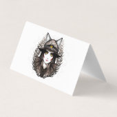 Hexenkatze Halloween Niedliches Portrait Visitenkarten (Rückseite)